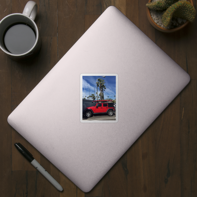 Red Jeep in Santa Barbara by ephotocard